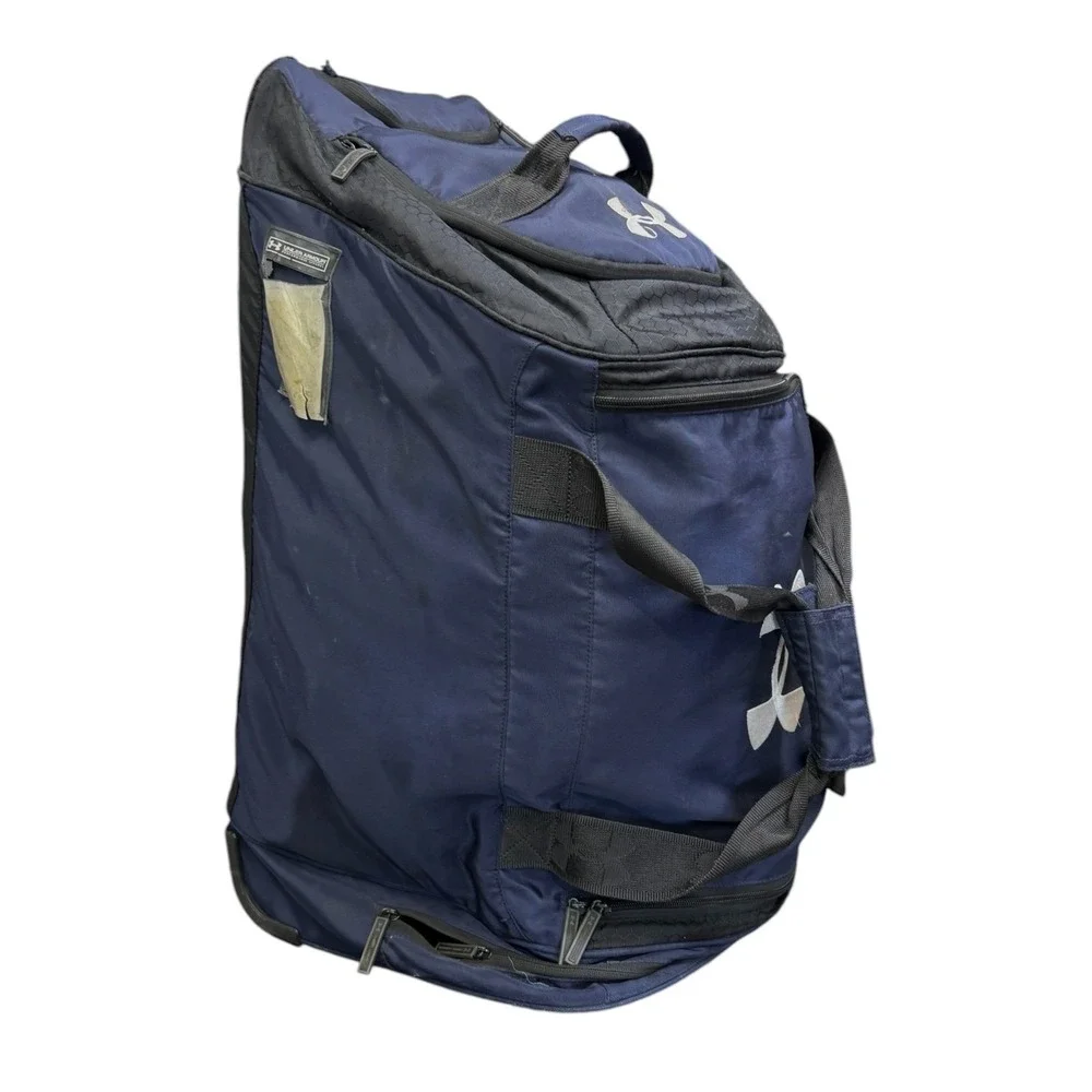 Under Armour Navy Blue Rolling Duffle Bag Large Travel Luggage Wheel Suitcase UA